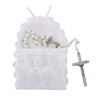 First Communion White Satin Brocade Rosary Case with Chalice Design,