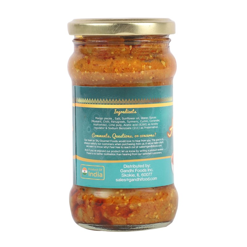 TAJ Hot Mango Pickle, Spicy Mango Achar |10.5oz (300g)