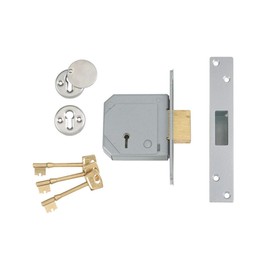 Union Locks 3G114E 5-Lever Mortice Deadlock C-Series 80mm Case - Satin Chrome