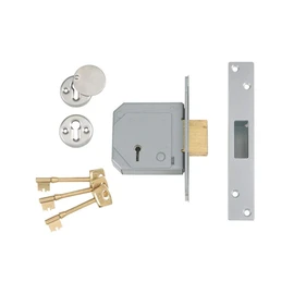 Union Locks 3G114E 5-Lever Mortice Deadlock C-Series 80mm Case - Satin Chrome