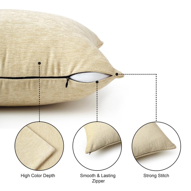 Encasa Homes Fine Chenille Throw Pillow Covers 2 pcs Set