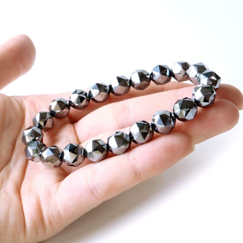 Gold Stone High Purity Terahertz Mineral Star Cut Bracelet, 0.4