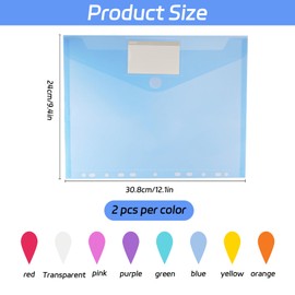 BEASAFY Pack of 16 A4 Document Wallets Filing 8 Colours Document Folder A4 with 11 Hole Edge and Label Pocket, Transparent Folder System Folder for Documents Organising