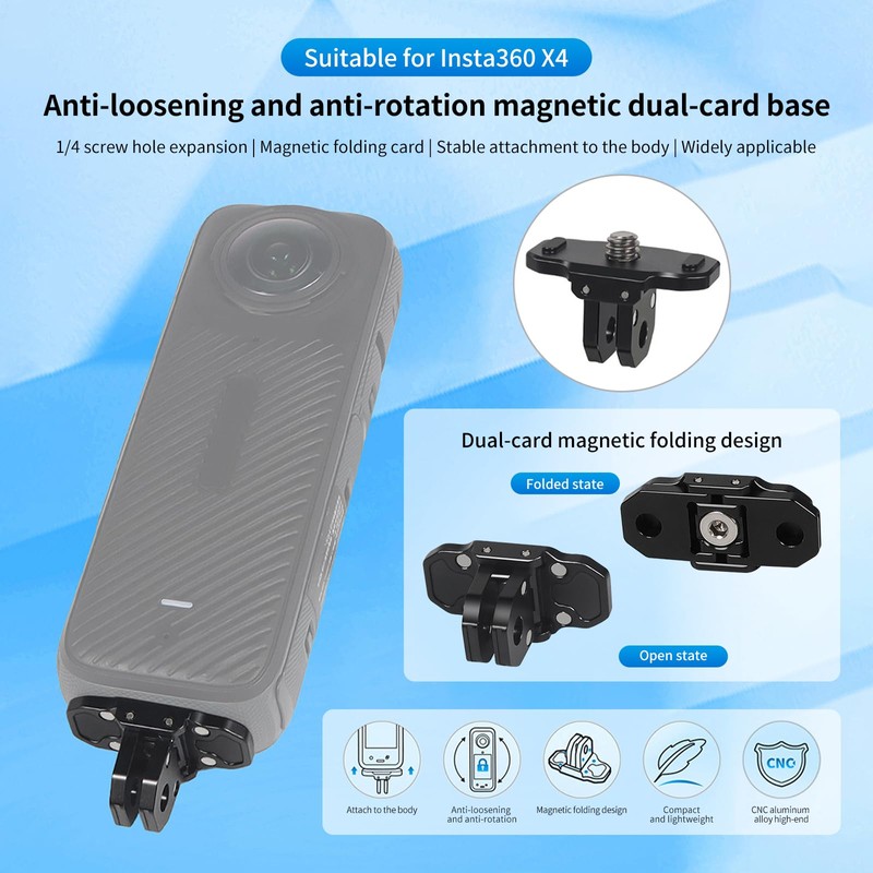 Mechrig Quick Release Mount for Insta360 X4,3-in-1 Magnetic Mount Accessory