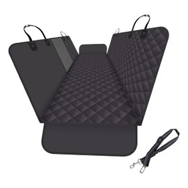 GXT Dog Back Seat Cover Protector for Cars SUV and Trucks with Mesh Window, Scratchproof Nonslip and Waterproof Material Upgraded Version with Dog Leash(Black)