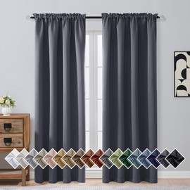 OVZME Charcoal Grey Blackout Curtains 84 Inches Long 2 Panels, Solid Thermal Insulated Soft Blackout Curtains for Bedroom, Dual Rod Pocket Window Treatments Drapes for Living Room, 2x52Wx84L Inches