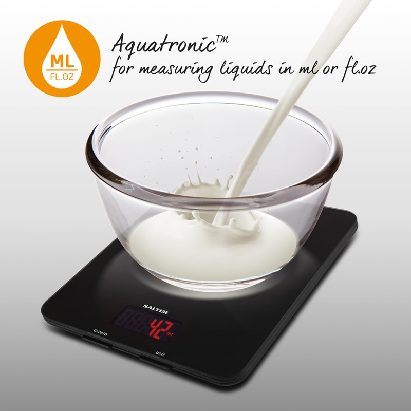Salter 1150 BKDR Digital Kitchen Scales, Stylish Glass Design, Cooking