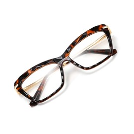 FEISEDY Crystal Cat Eye Reading Glasses Blue Light Blocking Reader Anti Eyestrain Glasses B2596 Leopard 3.00x