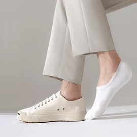 SIXDAYSOX 4 Pairs No Show Socks Womens White Ondo Low Short Non-Slip Socks Size 9-11