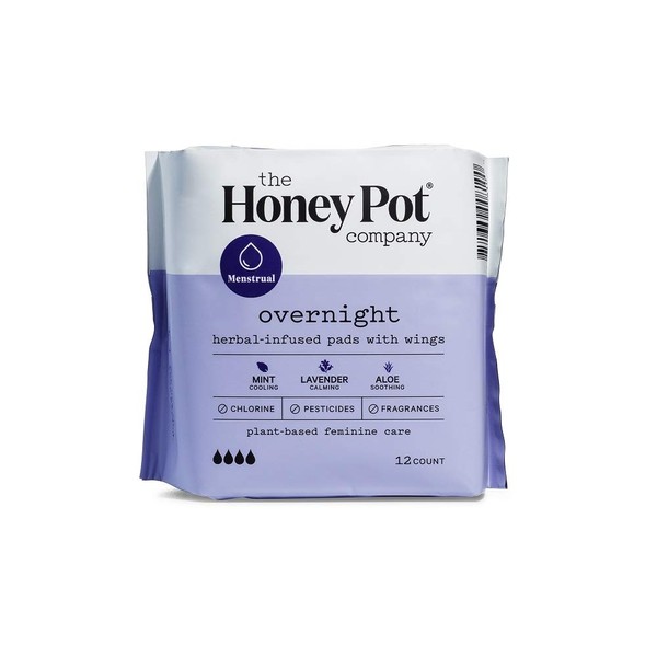 Honey Pot Overnight with Wings - Juego de 2 almohadillas con infusión de hierbas, 12 unidades (paquete de 2)