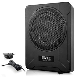 8-Inch Low-Profile Amplified Subwoofer System - 600 Watt Compact Enclosed Active Underseat Car Audio Subwoofer with Built in Amp, Powered Car Subwoofer w/Low & High Level Inputs - Pyle PLBX8A