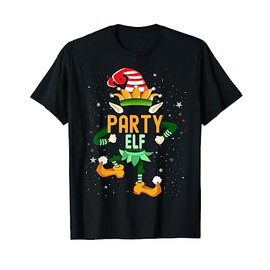 Party Elf Shirt Christmas Family Outfit Christmas Elf T-Shirt, black