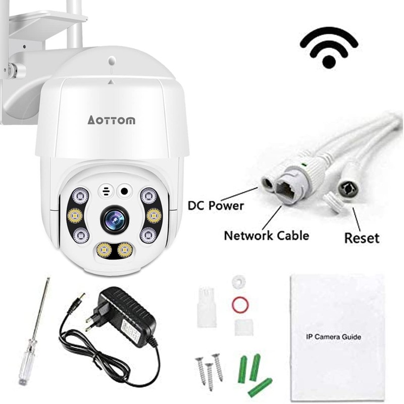 1080P Security Camera Outdoor, Aottom CCTV Camera Wireless PTZ Dome