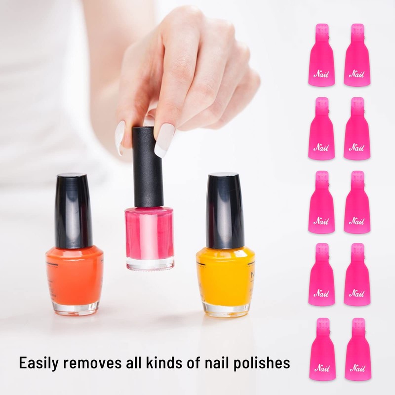 10Pcs Plastic Acrylic Nail Art Soak Off Cap Clip UV