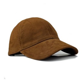 Unisex Genuine Suede Leather Baseball Cap, Vintage-Style Adjustable Strap Hat for Men & Women, One Size Fits Most (US, Alpha, One Size, Orange Camel)