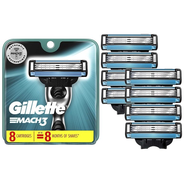Gillette Mach3 Razor Refills for Men, 8 Razor Blade Refills