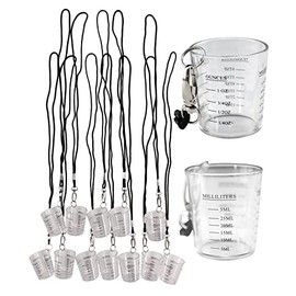 Iconikal 12-Pack Shot Glass Measuring Cup with Quick Clip on Lanyard