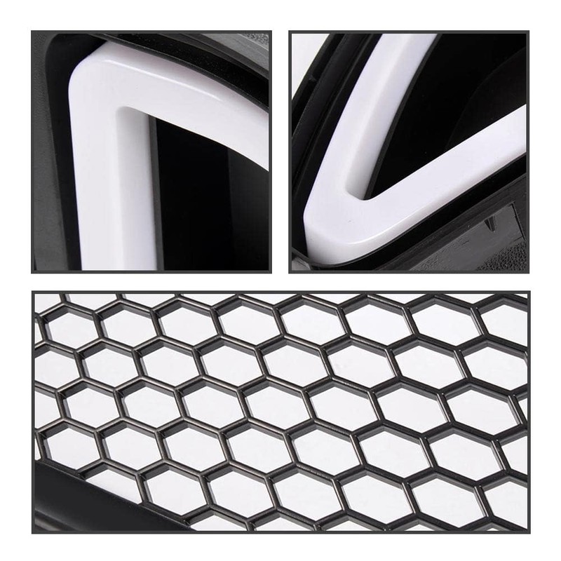 PIT66 Front Upper Hood Grille w/White DRL LED Light, Compatible