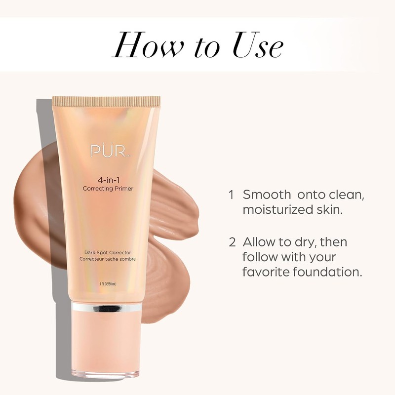 PÜR Prebase correctora 4 en 1, Corrector de manchas oscuras