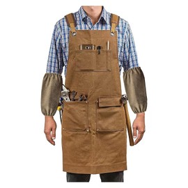 EinNana Woodworking Aprons.16 oz Durable Waxed Canvas Work Apron with Pockets. Canvas Tool Apron Adjustable Strap(Size:S-XXL).for Men/Women Suitable Woodworker/Gardener/Repairman.with Sleeve Cove