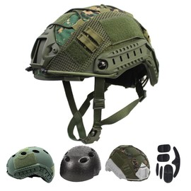Tactical Airsoft Paintball Fast Helmet with Helmet Cover, PJ Type Multifunctional Protective Helmet with NVG Mount