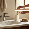 SEICASAYA 13.5 oz Bathroom & Kitchen Countertop Soap Dispenser, Travertine-Look
