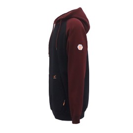 KONRECO FR Hoodies Cotton Fleece Pullover NFPA2112 CAT2 Flame Resistant/Fire Retardant Sweatshirts Black Maroon- Size 2XL