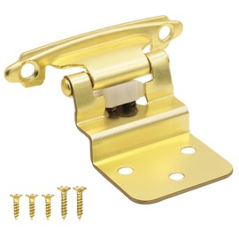 Brass Gold Cabinet Hinges for Kitchen Cabinet Door, 6 Pack (3 Pairs) 3/8" Inset Self Closing Cabinets Hardware