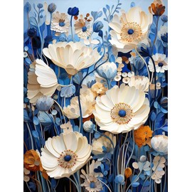 Flower Diamond Painting for Adults Kits, 5D Flwoers Diamond Art Kits for Beginners, DIY Full Drill Plant Diamond Gem Art Kits for Home Wall Decor 12x16 Inch