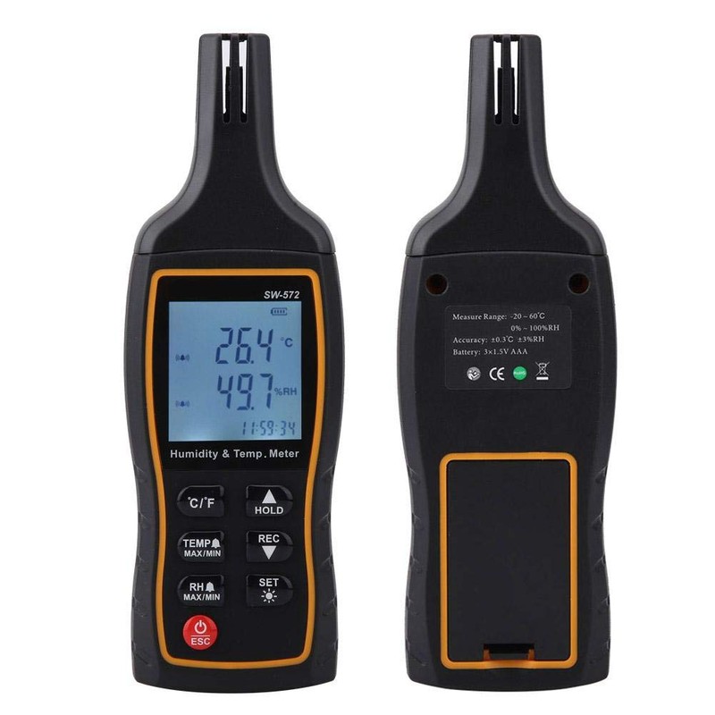 Walfront Digital Temperature and Humidity Meter SW572 Digital Psychrometer Thermo