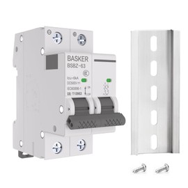 BASKER DC Circuit Breaker, 16 Amp 2 Poles 500V Solar Disconnect Switch for Solar PV System Solar Panels Grid System,Thermal Magnetic Trip,DIN Rail Mount, DC Breaker MCB (16A)