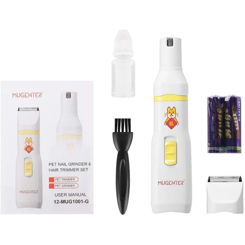 Mugenter Low Noise Dog Nail Grinder & Cordless Hair Trimmer