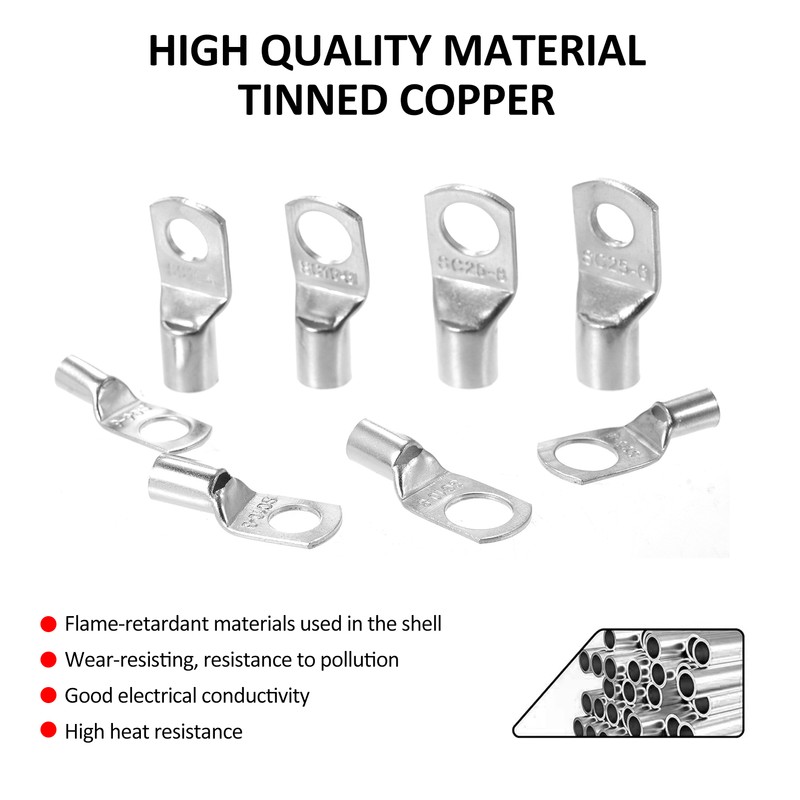120PCS Copper Ring Lug Terminals Kit, Wire Connectors, Terminal Connectors,