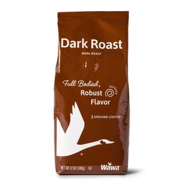Wawa Ground Coffee Dark Roast, 12 oz Bag, Full Bodied Blend For Hot or Iced Coffee, Sweet, Spicy & Smoky Notes, Bold & Complex, 100% More Responsibly Sourced from Rainforest Alliance Certified Farms