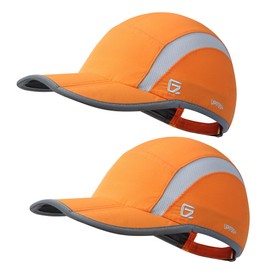 GADIEMKENSD 2 Pack Foldable Sports Sun Cap Men Women UPF50+ Protection Golf Hat Reflective Running Hat Cooling Summer Baseball Cap Hiking Camping Orange