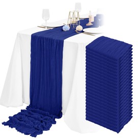 Tomeurperf 24 Packs Cheesecloth Table Runner Royal Blue,10Ft Gauze Boho Rustic Table Runners Cheese Cloth Long Table Runner for Wedding Bridal Shower Birthday Party Table Decor.(20x120 Inch)