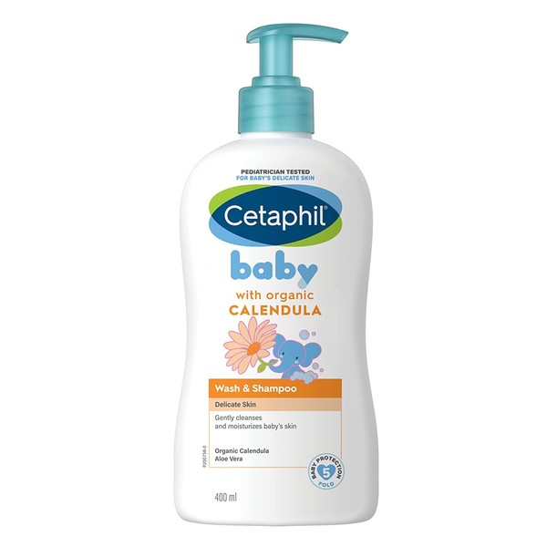 Cetaphil Baby Wash & Shampoo with Organic Calendula,Tear Free, Paraben, Colorant and Mineral Oil Free, 13.5 Fl. Oz (Packaging May Vary)