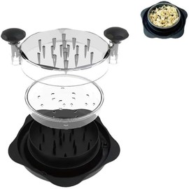 Shred EZ Chicken Shredder - 3 Layers Chicken Breast Shredder Tool Twist with Transparent Lid - BPA Free Plastic Rotating Meat Shredder with Brush and Tong for Pork/Beef/Chicken - Dishwasher Safe