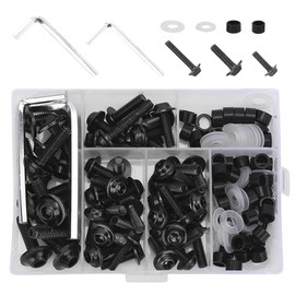 Pack of 158 Motorcycle Fairing Screws Kit, M5 M6 Universal Motorcycle Windscreen Fairing Screws Body Screws Set (Black)