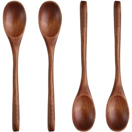 MIUPOO Long handle Wooden Spoon for Mixing Coffee Tea Jam and Bath Salt in Kitchen, Environmentally Friendly Table Spoon, 8.6 Inches.