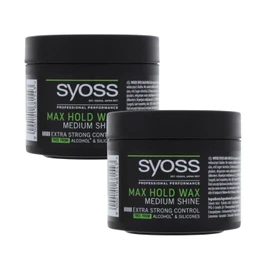 2 x Syoss Max Hold Wax Syling Wax Extra Strong Hold Medium Shine 150 ml Each
