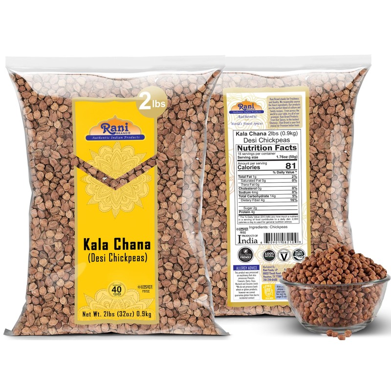 Rani Kala Chana (Desi Chickpeas Chana with skin) 32oz (2lbs)