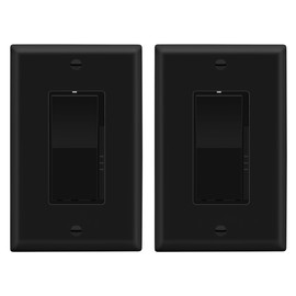 LIDER Dimmer Paddle Switch for Dimmable 300W LED/CFL Lights, 1-Pole or 3-Way, 120 V, Modern Upgrade, UL Listed, Wall Plate Included, Black, 2 Pack