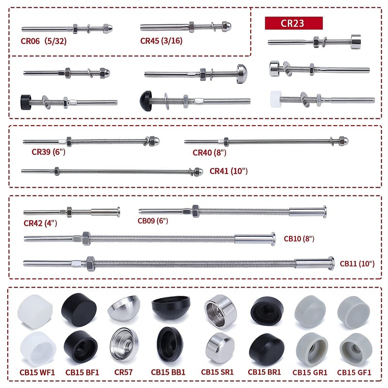 Muzata 60 Pack 1/8" Cable Railing Hardware Kit Hand Swage