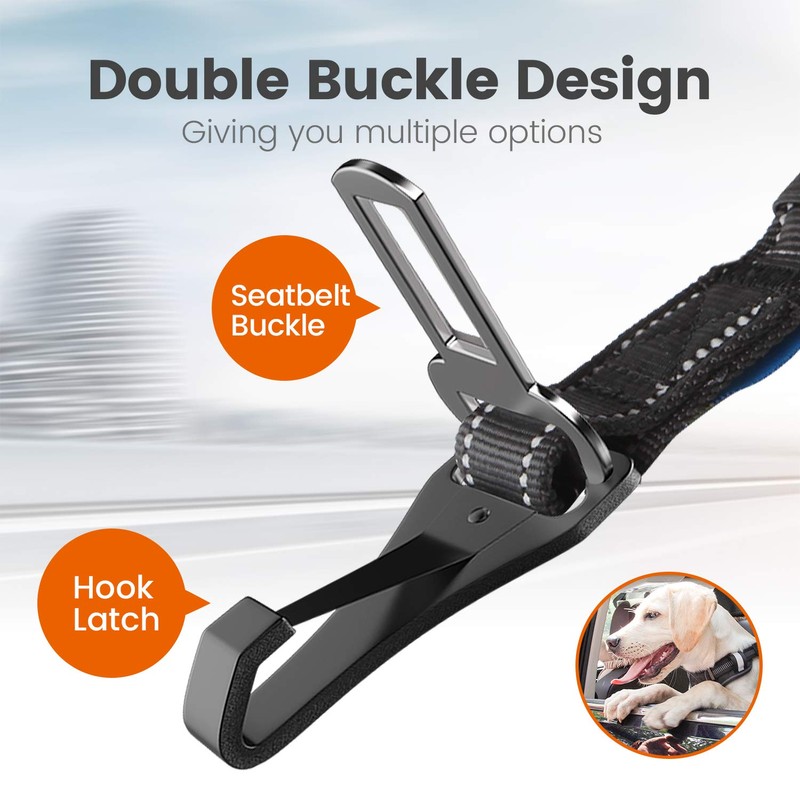 IOKHEIRA Dog Seatbelt, Updated Adjustable Harness Reflective Bungee Dog Car