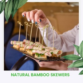 CANAPE KING Disposable Bamboo Skewers - Natural Fruit Sticks Reusable Drink Stirrers Wooden Musubi Cocktail Sticks - for Wedding Parties Catering (Green, 9cm (100 pcs))