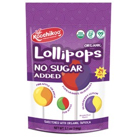 Koochikoo Sugar Free Organic Lollipop Pouch, Delicious Assorted Fruity Flavors, 24 CT (Pack - 1)