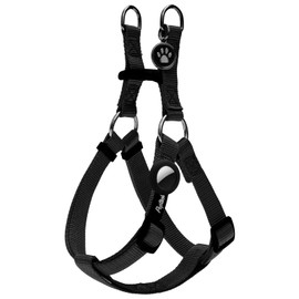 PUPTECK No Pull Dog Harness Soft Adjustable Basic Nylon Step in Puppy Vest Outdoor Walking with ID Tag and A-ir Tag Case, Black, L