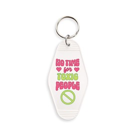 TeesAndTankYou No Toxic People Vintage Style Motel Keychain Key Tag 3.5" White