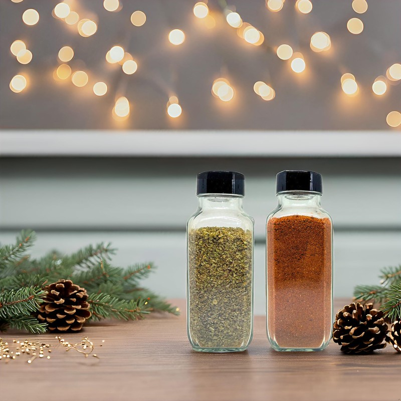 JARMING COLLECTIONS 16oz Glass French Square Spice Shakers with Lids